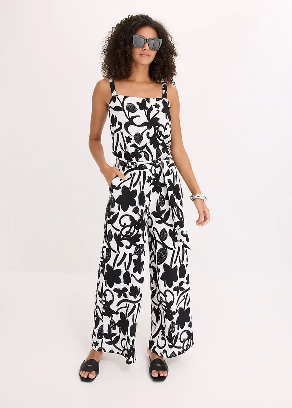 Jumpsuit i strukturert jersey med trykt mønster, bonprix