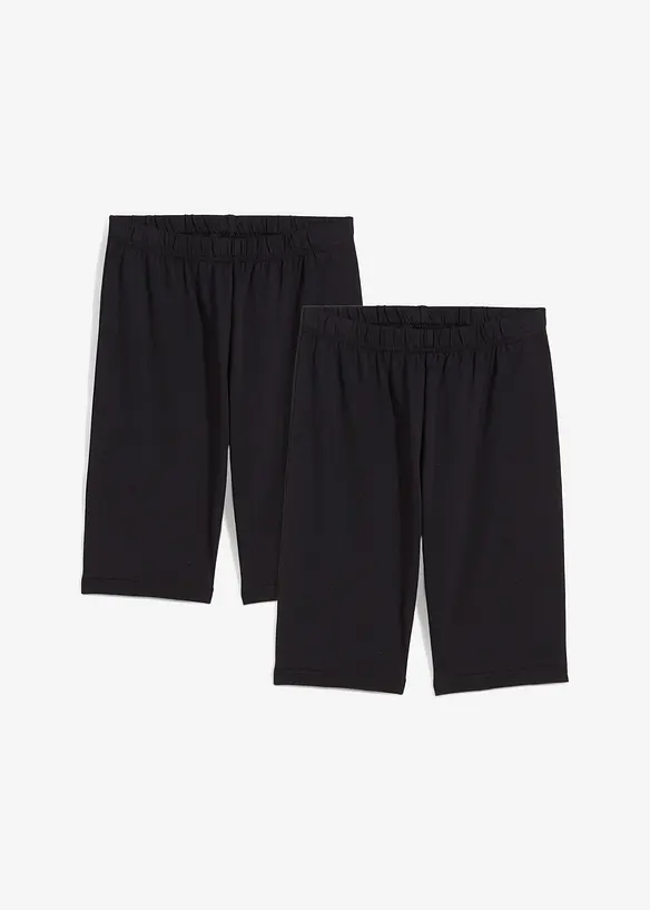Sykkelbukse i &oslash;kologisk bomull med elastan (2-pack), bonprix