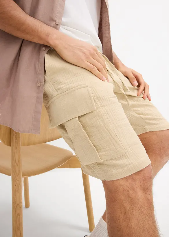 Regular Fit bermudashorts av luftig musselin, bonprix