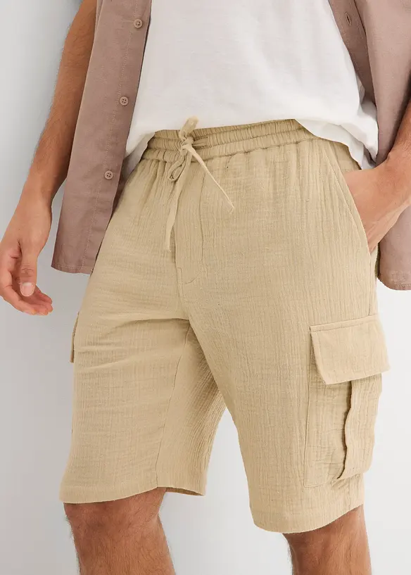 Regular Fit bermudashorts av luftig musselin, bonprix