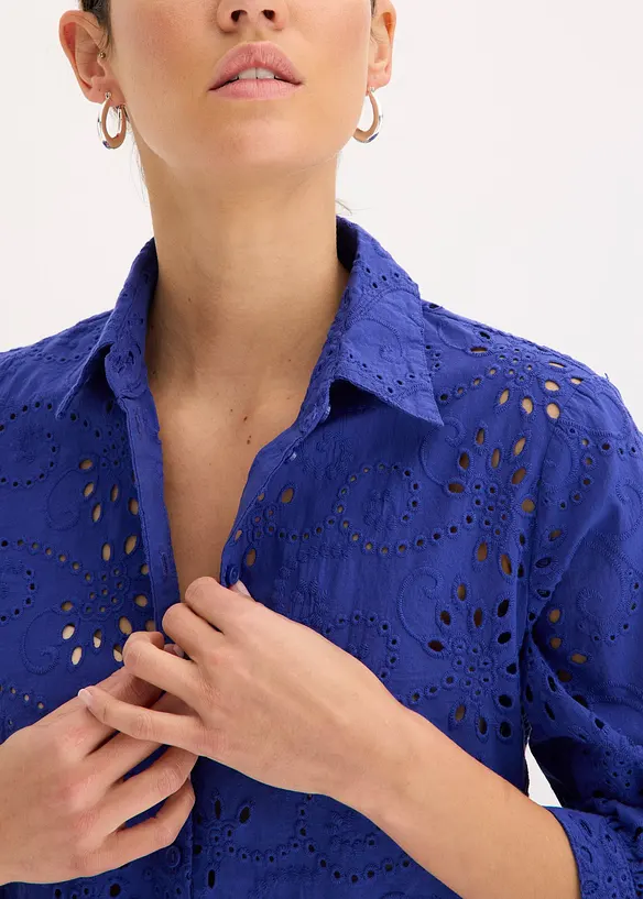 Bluse med hullbroderi, bonprix