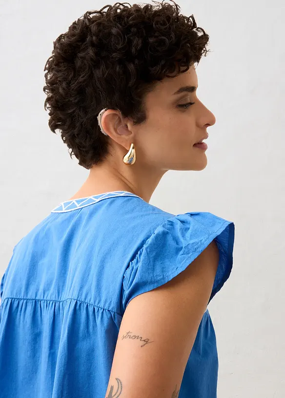 Tunika med silke og broderi, bonprix