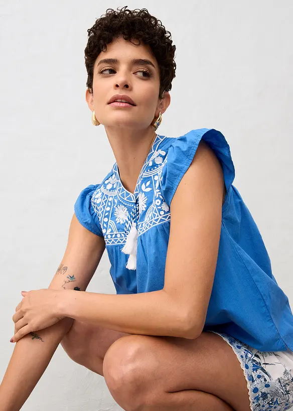 Tunika med silke og broderi, bonprix