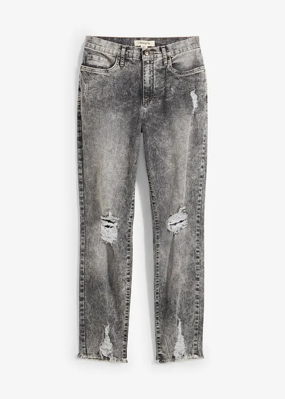 High Waist-mom-jeans med destroyed-effekt, bonprix