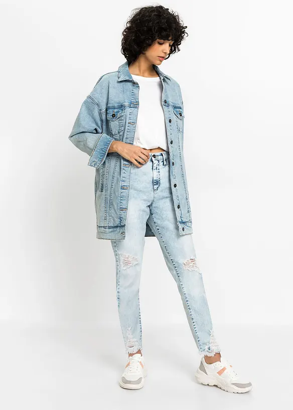 High Waist-mom-jeans med destroyed-effekt, bonprix