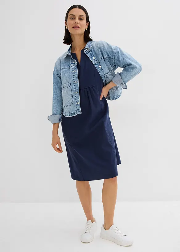 Tunikakjole i bomull-/linmiks med lommer, bonprix