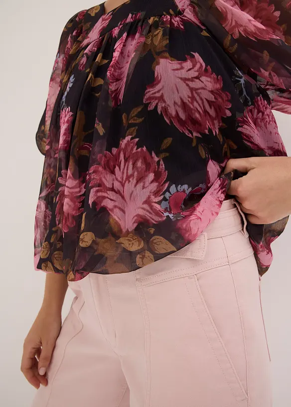 Bluse med ballongkant nede, bonprix