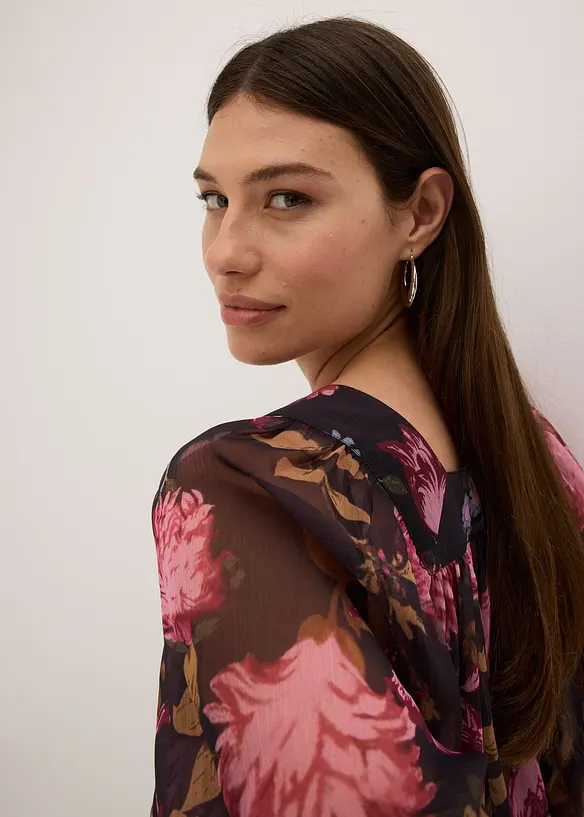 Bluse med ballongkant nede, bonprix