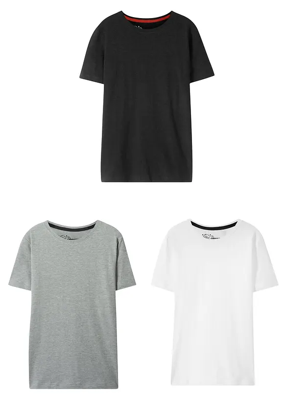 T-skjorte med økologisk bomull (3-pack), bonprix