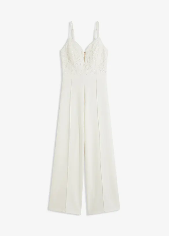 Jumpsuit med blonder og spagettistropper, bonprix