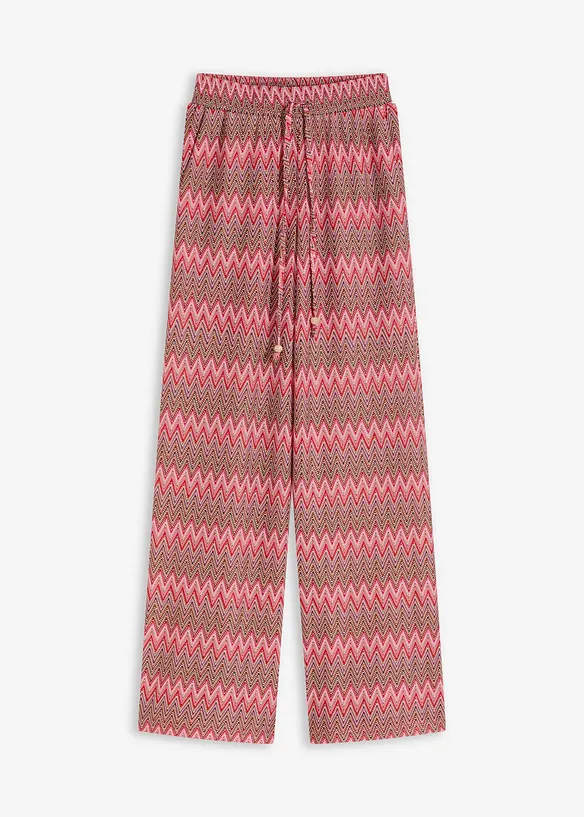 Vid jerseybukse med mønster i hekle look, bonprix