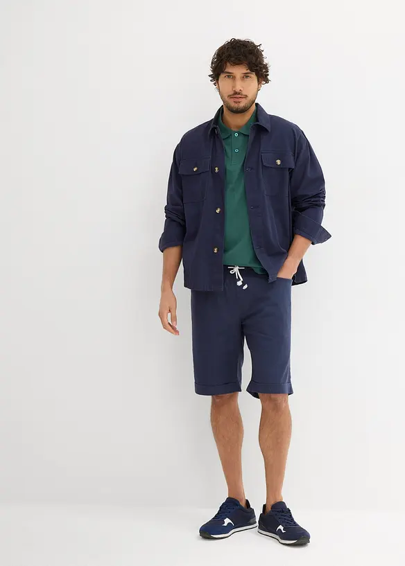 Pull on-bermudashorts i luftig linmiks, Regular Fit, bonprix