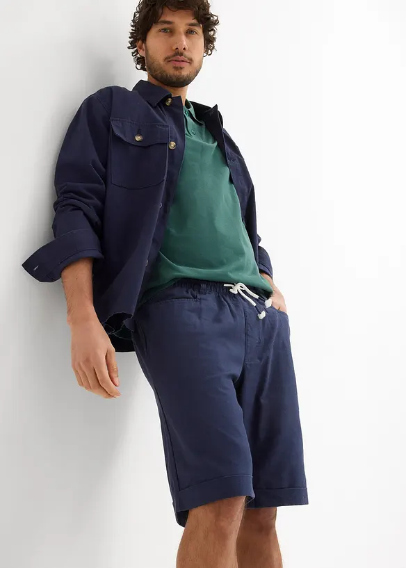Pull on-bermudashorts i luftig linmiks, Regular Fit, bonprix