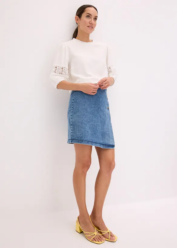 Kortermet bluse med linandel, bonprix