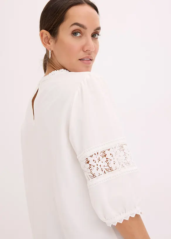 Kortermet bluse med linandel, bonprix