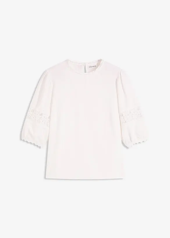 Kortermet bluse med linandel, bonprix