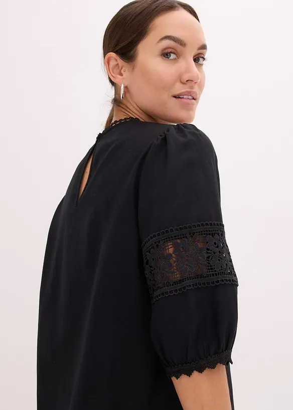Kortermet bluse med linandel, bonprix