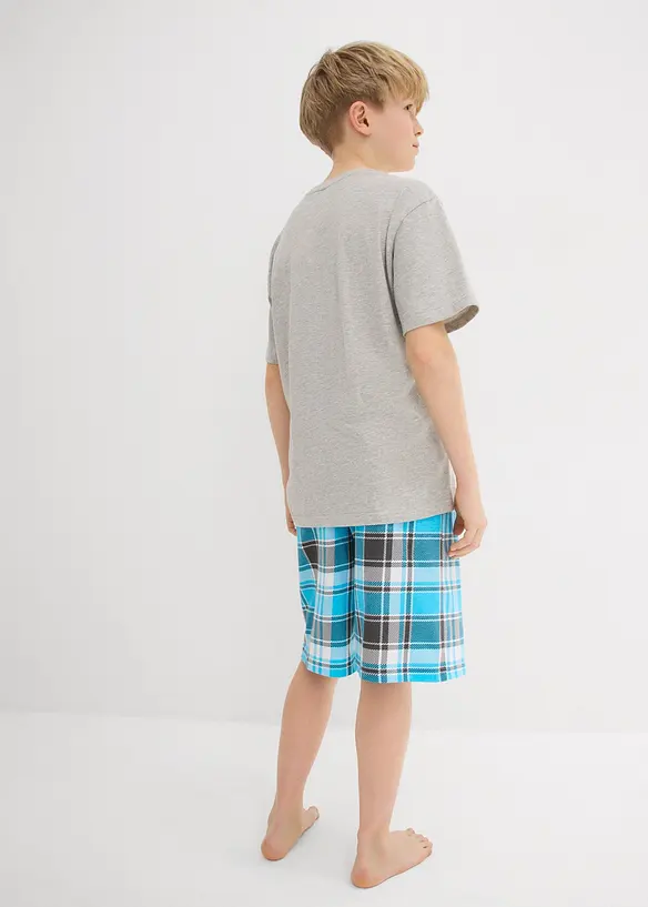 Kort pyjamas med myk økologisk bomull (4-delt sett), bonprix
