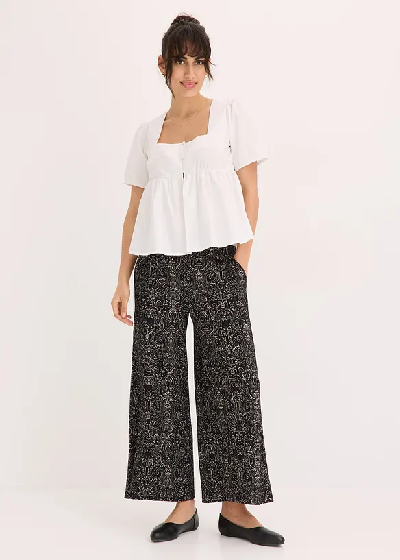 Bluse med puffermer og knapper, bonprix