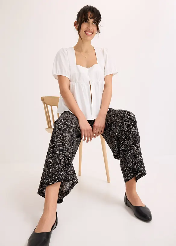 Bluse med puffermer og knapper, bonprix