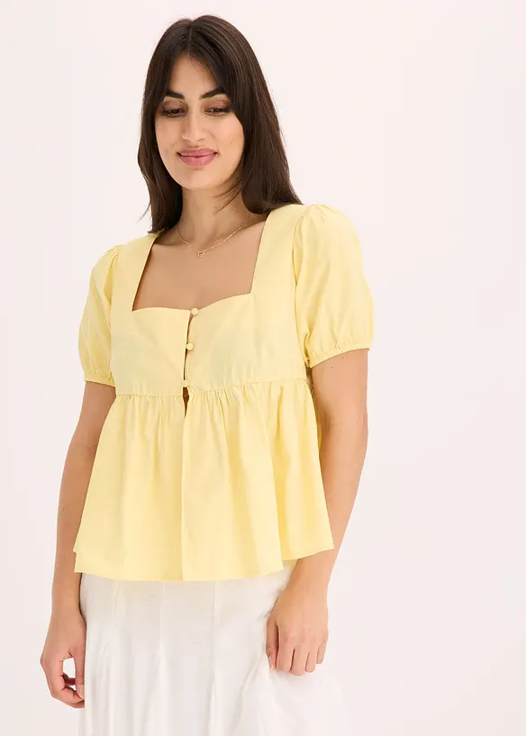 Bluse med puffermer og knapper, bonprix