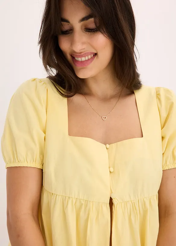 Bluse med puffermer og knapper, bonprix
