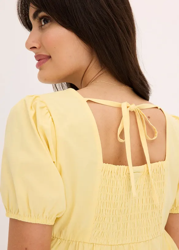 Bluse med puffermer og knapper, bonprix