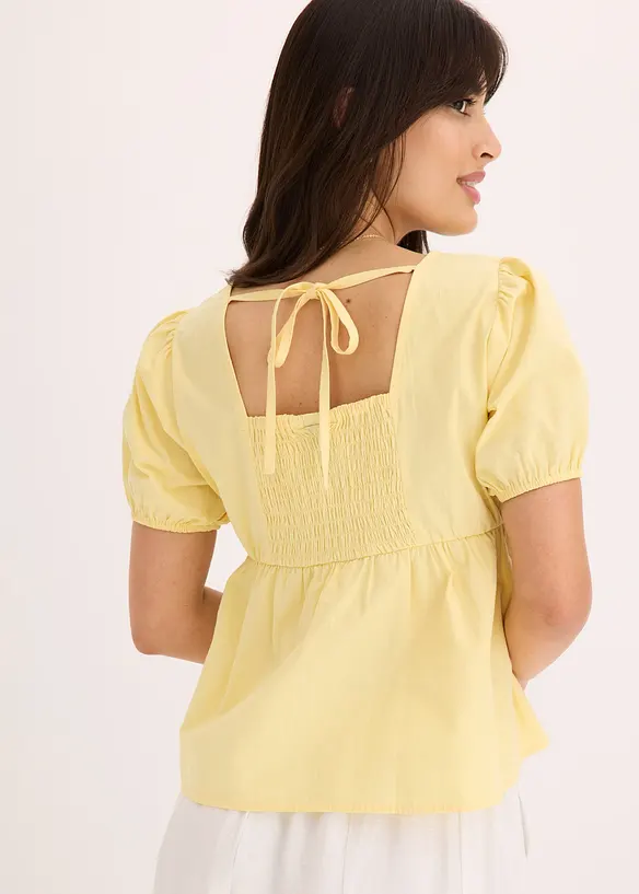 Bluse med puffermer og knapper, bonprix