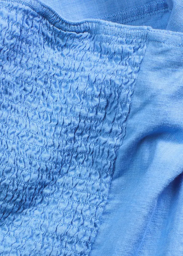 Bluse med puffermer og vaflet innfelling, bonprix