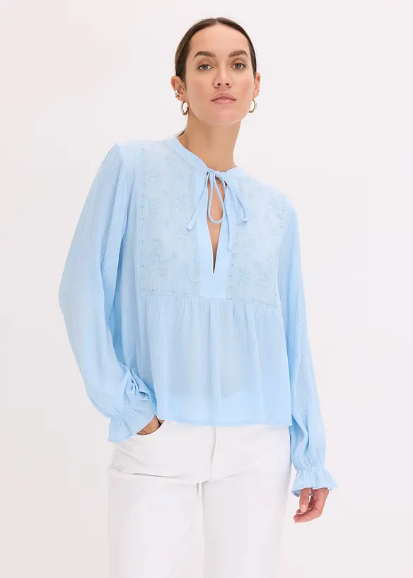 Bluse med hullbroderi, bonprix