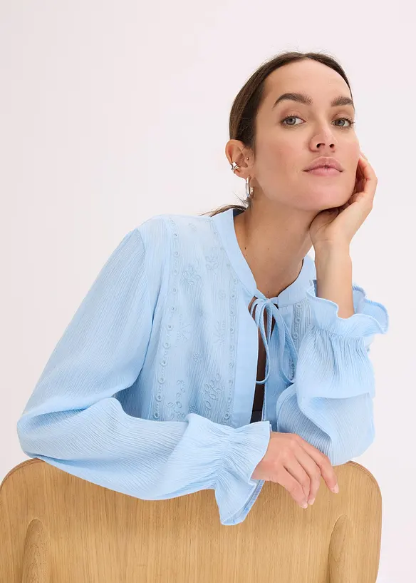 Bluse med hullbroderi, bonprix