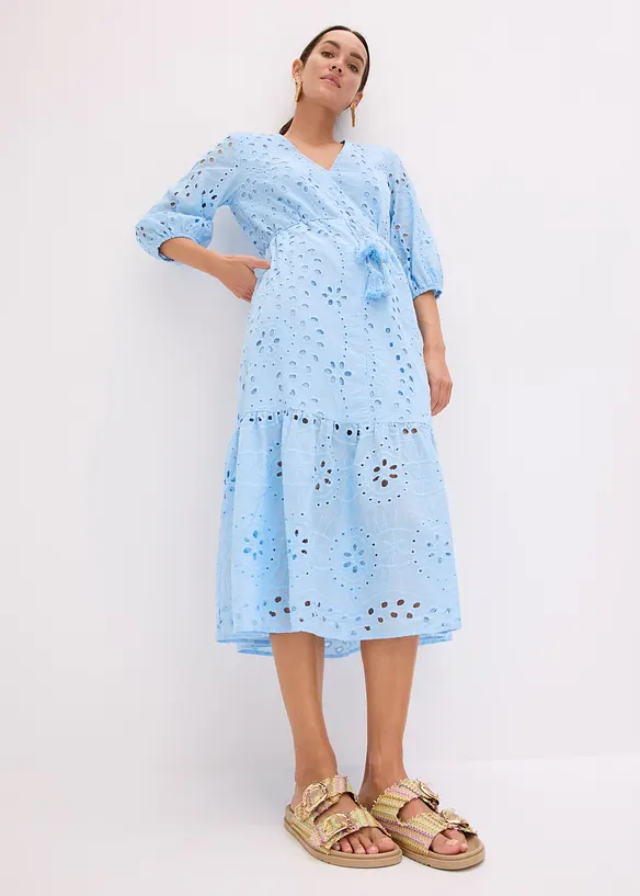 Midikjole med hullbroderi, bonprix