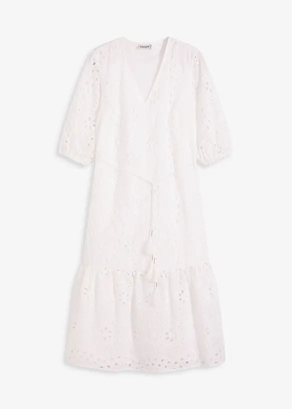 Midikjole med hullbroderi, bonprix