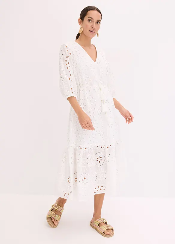 Midikjole med hullbroderi, bonprix
