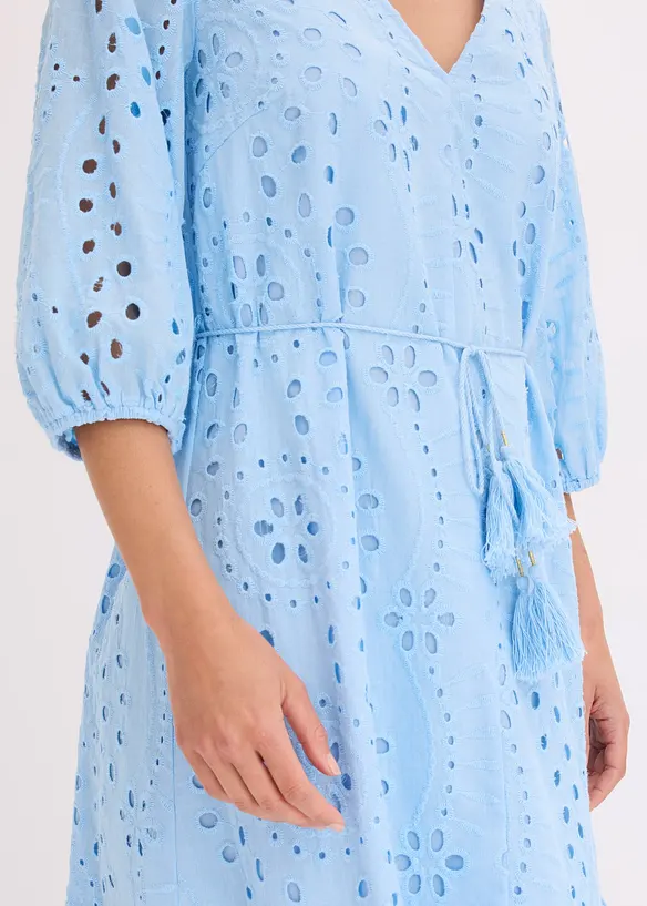 Midikjole med hullbroderi, bonprix
