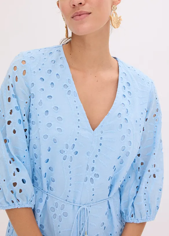 Midikjole med hullbroderi, bonprix