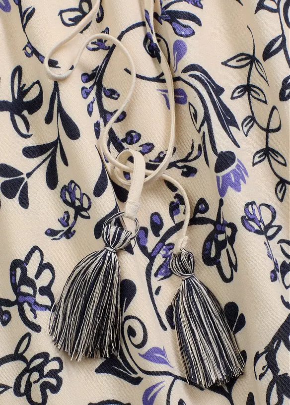 Kort boho-kjole i lin-look, bonprix