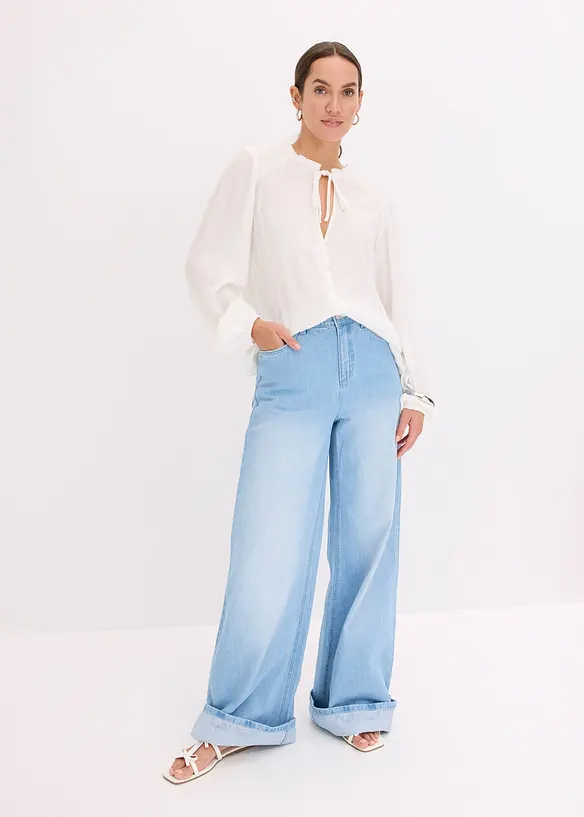 Bluse med metalliske striper, bonprix