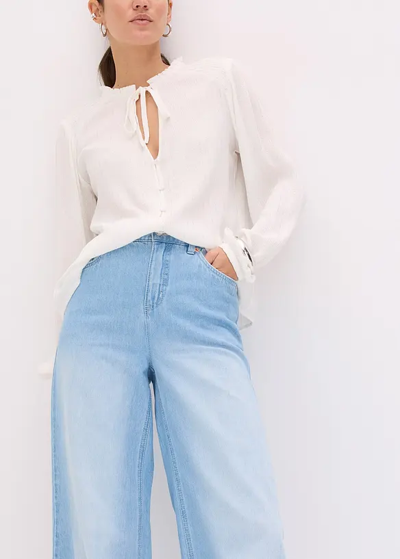 Bluse med metalliske striper, bonprix
