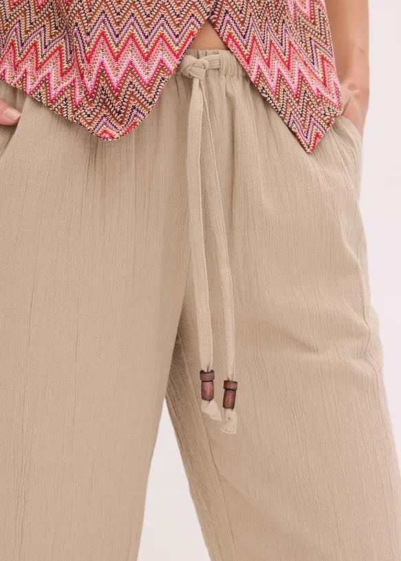 Slip on-bukse i strukturert krinklet materiale, bonprix