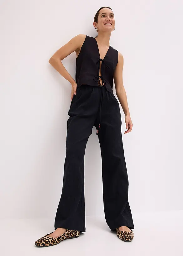 Vid bukse i strukturmateriale, bonprix