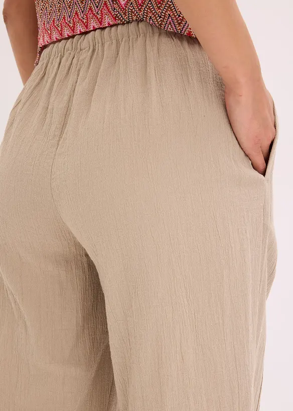 Slip on-bukse i strukturert krinklet materiale, bonprix
