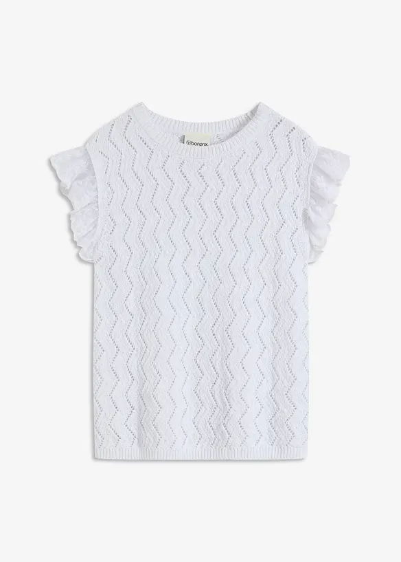 Strikket topp i heklet stil med blonder, bonprix