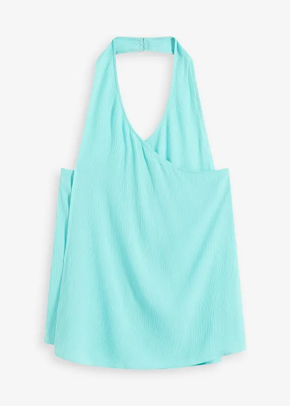 Halterneck-blusetopp av viskose med struktur, bonprix