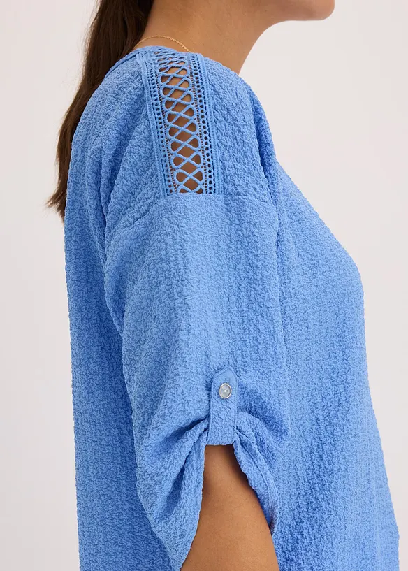 Tunika i strukturmateriale med blondeb&aring;nd, bonprix