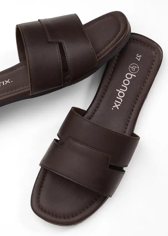 Slip-in sandaler i skinn, bonprix