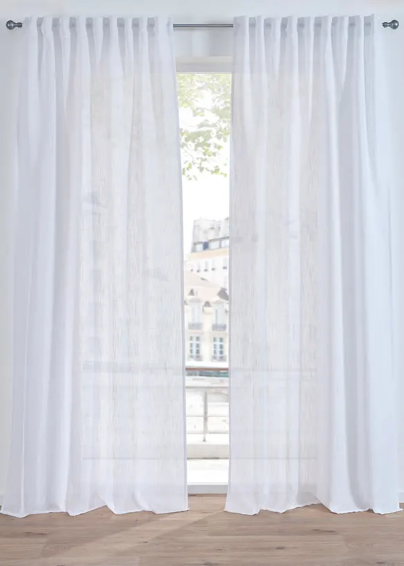 Gardin i linlook, fås i normal og ekstra bred (1-pack), bonprix