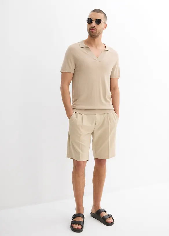 Sommerlig, finstrikket poloskjorte, bonprix