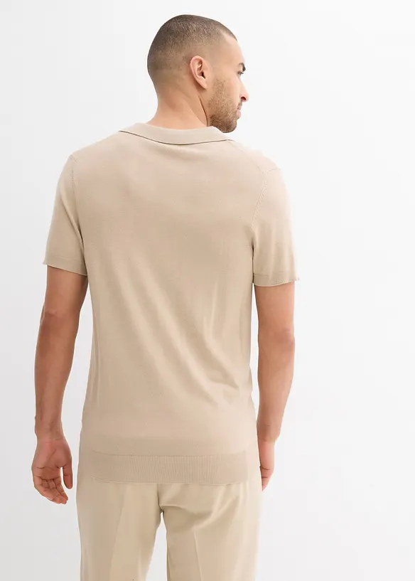 Sommerlig, finstrikket poloskjorte, bonprix