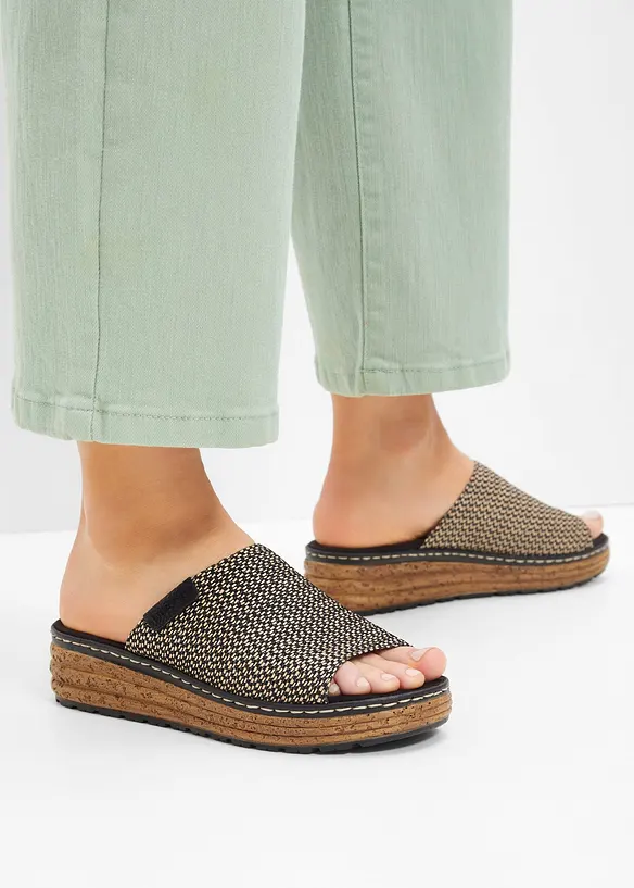 Komfort-slip in-sandaler med kileh&aelig;l og polstret inners&aring;le fra Rieker, Rieker